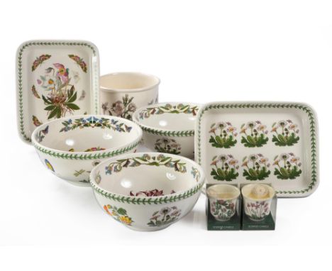 Comprising: 3 large bowls, 2 rectangular dishes, a jardiniere, a pastry rolling pin, and two candle holders still in their bo