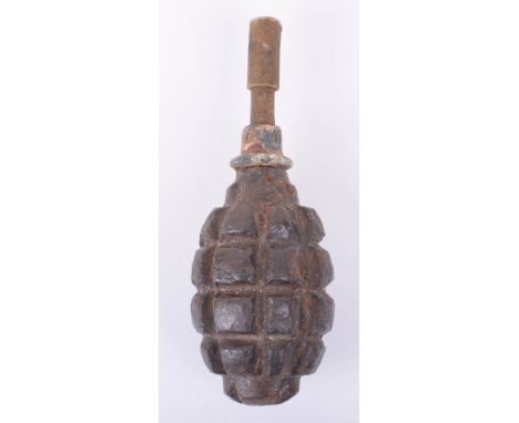 Inert French WW1 Fragmentation Grenade, an excavated condition example. Please note this item is empty, safe and legal to own