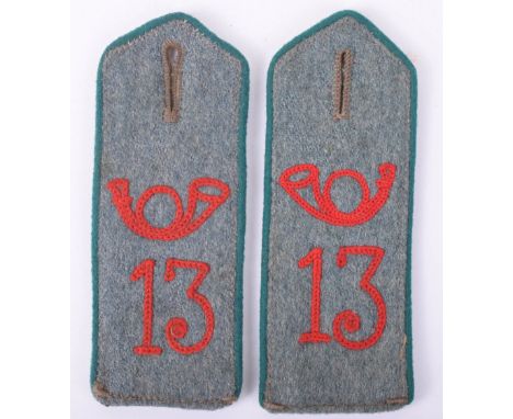 Saxon Jager Battalion Enlisted Mans Shoulder Boards, an extremely scarce set of exact matching shoulder boards of the 1907 pa