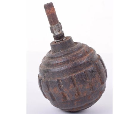 Inert WW1 German Model 1915 (Kugel) Ball Grenade, complete with screw-in 1916 pattern fuse. Please note this item is empty, s