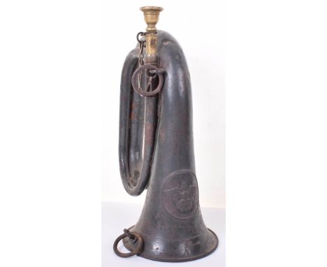 WW1 German Prussian Field Bugle, a very nice condition field grey painted bugle, minor indentations to the lower section with