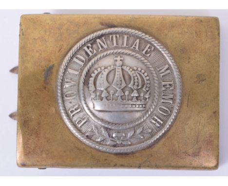 Saxon Regimentally Marked Enlisted Mans Belt Buckle, a good two-piece Saxon enlisted mans buckle in brass with a stamped nick
