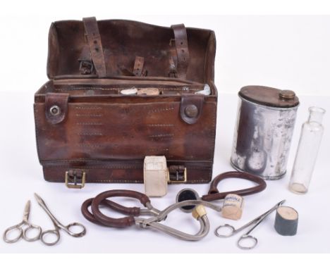 WW1 British Medical Officers Field Surgical Kit, complete with contents, housed in 1916 dated leather case with straps and br