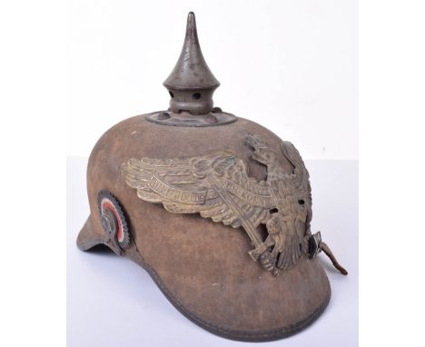 Souvenir WW1 German Pickelhaube, an interesting period souvenir being the all cloth covered cork pickelhaube, which was origi