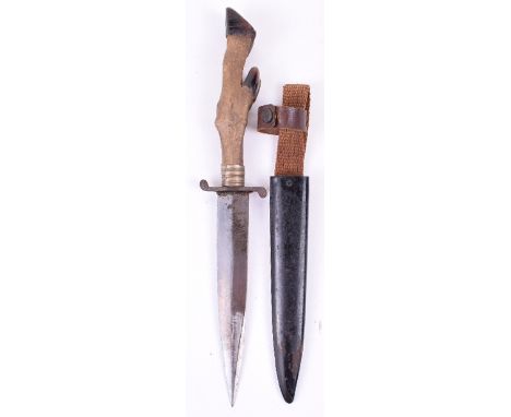 WW1 German Deer’s Hoof Fighting Knife, excellent private purchase deer’s foot hilted fighting knife, the blade is absolutely 