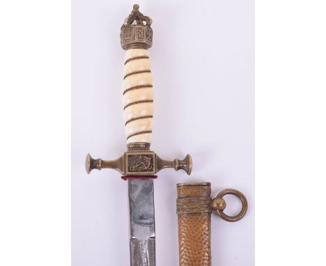 Imperial German Naval Officers Dirk / Dress Dagger, fine example having crowned top pommel, ivorine grip with wire binding, b