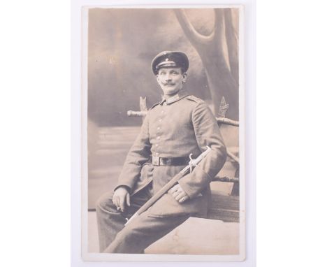 WW1 German Guard Airship Battalion Postcard Photograph, studio portrait, clearly showing his Airship shoulder boards, this im