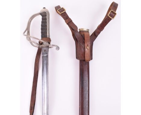 WW1 Period British 1821 Pattern Royal Artillery Officers Sword, fine regulation pattern example with wire bound fish skin cov