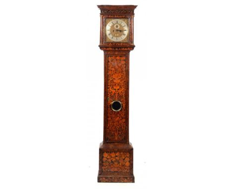 A WALNUT AND MARQUETRY EIGHT DAY LONGCASE CLOCK, WILLIAM JACKSON, C1700  the brass dial with matted centre, date aperture, ri