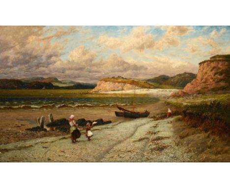 ARTHUR BLACKBURN (1853-1925) WAITING FOR THE FERRY  signed, oil on canvas, 75 x 125cm ++Lined, requires a light clean