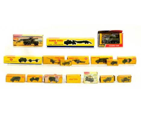 SEVENTEEN DINKY TOY MILITARY VEHICLES  including Missile Launcher 665, all boxed