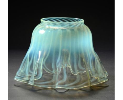 A SEMI OPALESCENT GLASS OIL LAMP SHADE, C1900 foot diameter 10cm ++In fine condition 