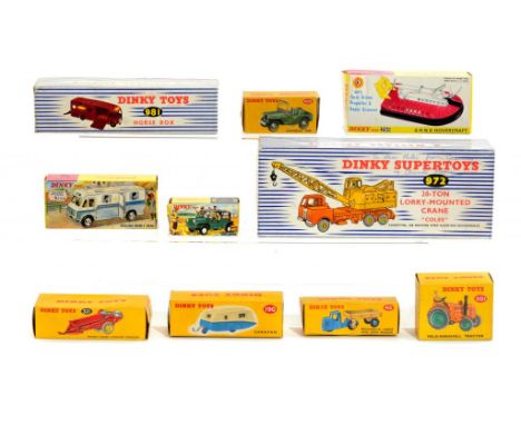 TEN DINKY TOYS  including utility vehicles, trailers and a caravan, all boxed