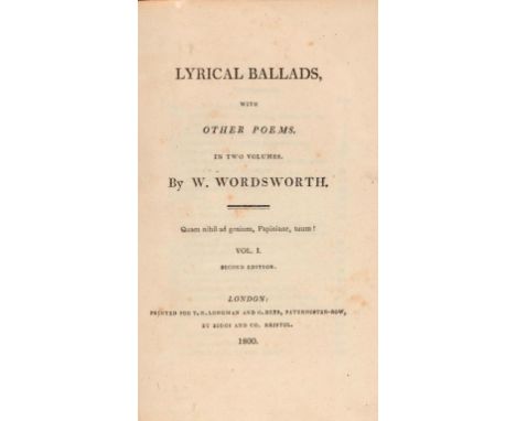 WORDSWORTH (W) [AND S T COLERIDGE] LYRICAL BALLARDS WITH OTHER POEMS  two vols, 8vo, second edition, later crushed dark red m