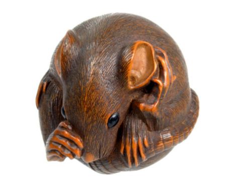 A JAPANESE BOXWOOD NETSUKE OF A RAT, SIGNED SUZUKI MASAKATSU, ISE, C1839-1899 3cm h There are examples by the artist in both 