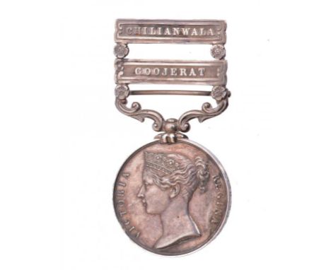 PUNJAB MEDAL, TWO CLASPS GOOJERAT AND CHILIANWALA ENSIGN L J TROTTER 2ND EUR REGT Lionel James Trotter (1827-1912) who was to