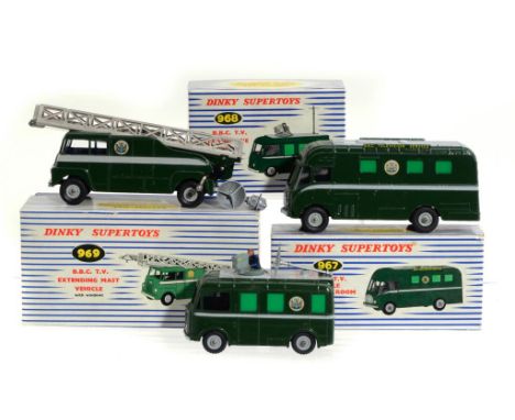 THREE DINKY TOY BBC TV VEHICLES   comprising Control Room 967, Roving Eye 968 and Extending Mast V 969, all boxed