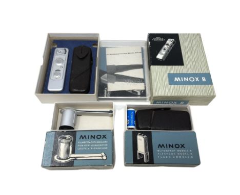 A Minox Flashgun Model B, together with a Film Viewing Magnifier and a Minox B camera. (3, All boxed)