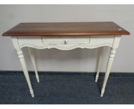 A Laura Ashley French style shabby chic console table fitted a drawer 