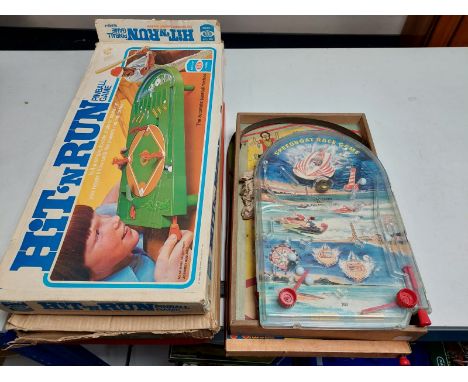 A collection of vintage pinball games, bagatelle board etc 
