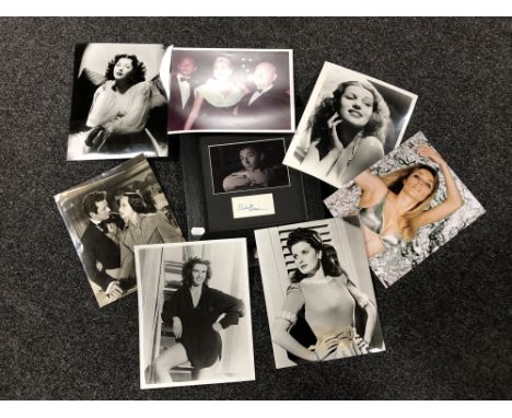 A collection of vintage press photos of Sharon Tate, Rita Hayworth, Grace Kelly, Jane Russell etc, together with a framed aut