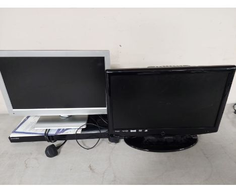 An 18.5 inch digital LCD TV together with a further TV and a Samsung DVD recorder 