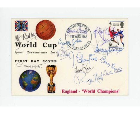 AUTOGRAPHS. A 1966 World Cup Commemorative First Day Cover signed by members of the England football team, comprising Alf Ram