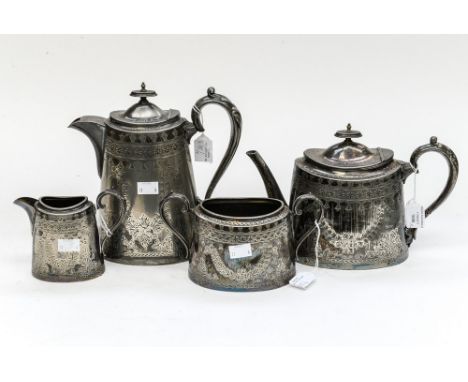 A four piece tea service by Walker & Hall, inscribed 1885-1895