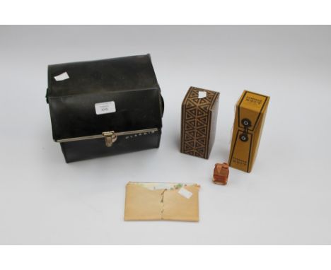 Polaroid camera, postcards, unopened 'Teak' aftershave, 'Tweed' perfume, unopened  and 'Faberge' and 'Brut' for men - unopene