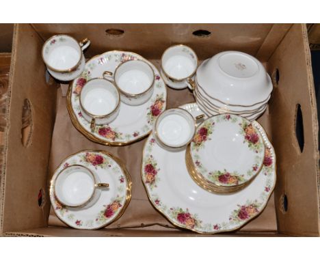 A Rosina china teaset 'Queens Stratford', comprising six cups, six saucers, six side plates, six dessert plates, six bowls, s