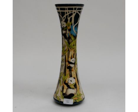 A Moorcroft limited edition vase 29/75 in the Sichuan Pandas pattern, 1st quality, designed by and signed to the base Vicki L