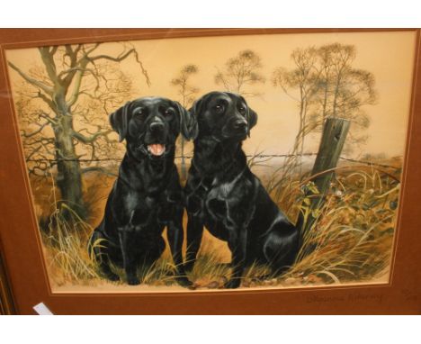 A limited edition print 30/100 signed Pollyanna Pickering 'Two black  Labrador's'