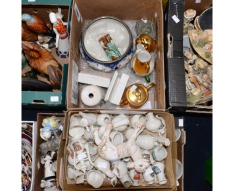 Three trinket boxes (2 Wedgwood), salad bowl w/EPNS rim 'locket' Burslem, Wedgwood figure of a lamb, majolica small vase, Wad