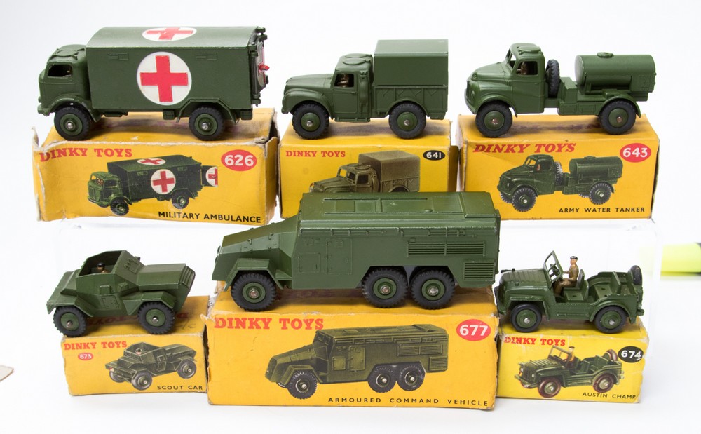 Dinky A collection of six boxed Dinky Toys military vehicles to