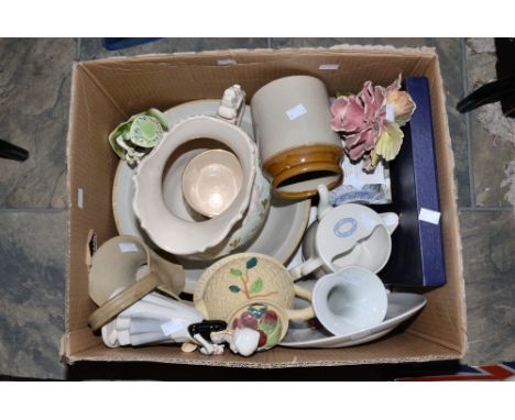 A Hathernware quart jug, a Royal Worcester Elizabeth II Coronation plate (boxed) wash jug, Mason cash, pastry bowl, Spode blu