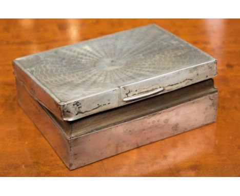 A silver engine turned cigarette case, cedar lined, Birmingham 1925 (af)