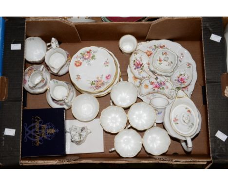 A Royal Crown Derby posies tea service for six place settings, including teapot, sandwich plate, cups and saucers, side plate