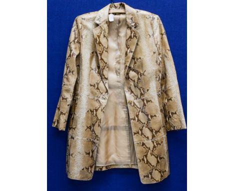 A ladies original snakeskin coat in beige and brown colourway by Ann (1)  Klein size 12 1980s 