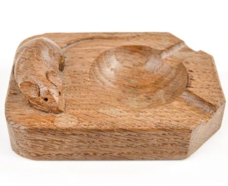 Robert Mouseman Thompson, an Arts and Crafts carved oak ashtray 