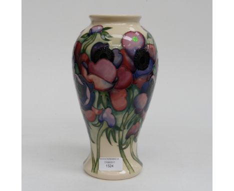 A Moorcroft vase in the Anemone blush pattern, 1st quality, designed by Emma Bossons, dated to the base June 2017, standing a