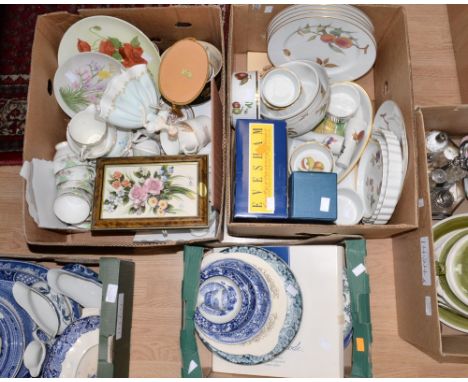 Royal Worcester Evesham wares, Spode blue and white and other plates and a tea service etc, to include commemorative's and a 