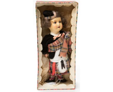 Armand Marseille: An Armand Marseille, Scottish boy doll, incised to back of neck 'Armand Marseille Germany 390 9/0.M.', with
