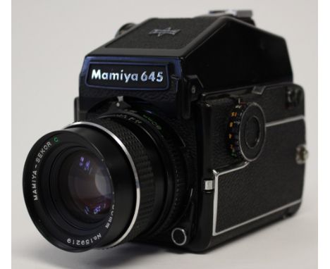 Mamiya: A Japanese Mamiya 645 1000S medium format camera, general wear to camera, shutter working, L160246, complete with len