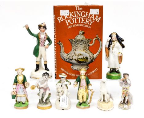 A collection of various figures, mostly 19th Century, including a pair of figures depicting a gardening couple, the man with 