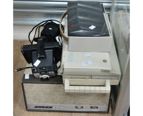 Alba 212 record player, a Grundig tape to tape recorder, a Polaroid colourpack 80 camera and an Amstrad PPC 512 personal comp
