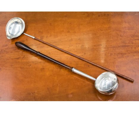 A George II silver and turned wood ladle, Ralph Maidman, London 1732; together with another ladle (2) 