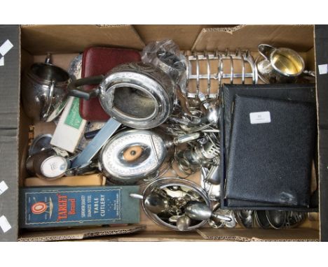 Tea service, a Walker & Hall toast rack and a quantity of boxed and loose cutlery