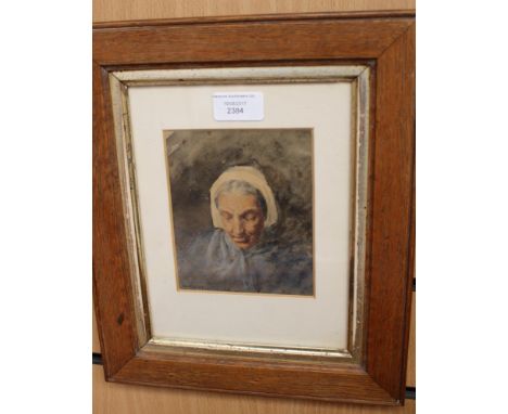 Valentine Walter Bromley (1848-1877) watercolour study, portrait, signed and dated 1867, oak framed and glazed
