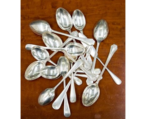 Six beaded edge teaspoons approx 3.47ozt/107.8gms, Birmingham  circa 1930s, a pair of golfing interest spoons,  Walker & Hall