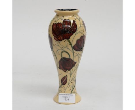 A Moorcroft vase in the 'Chocolate Cosmos' pattern, 1st quality, designed by Rachel Bishop, dated to the base 2013 